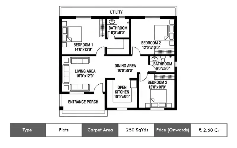 Lodha Villa Royale Palava Plot floor plan, 250 sq ft carpet area